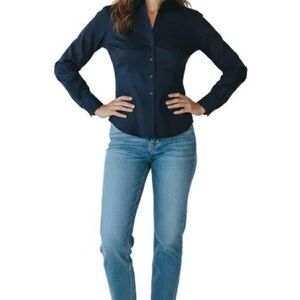 NAVY LONG SLEEVE FITTED SHIRT